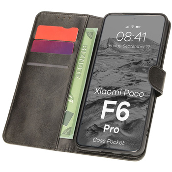 Etui z klapką Bizon Case Pocket do Xiaomi Poco F6 Pro, czarne