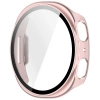 Etui ze szkłem do zegarka Bizon Case+Glass Watch do Samsung Galaxy Watch 8 44 mm, satynowe różowe