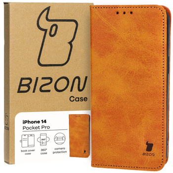 Etui z klapką Bizon Case Pocket Pro do iPhone 14, brązowe