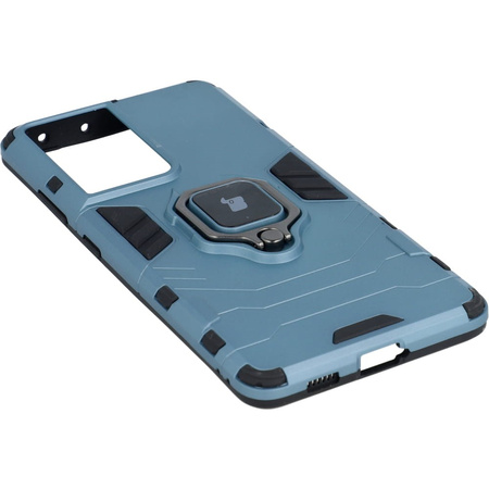 Etui Bizon Case Armor Ring do Galaxy S21 Ultra, niebieskie