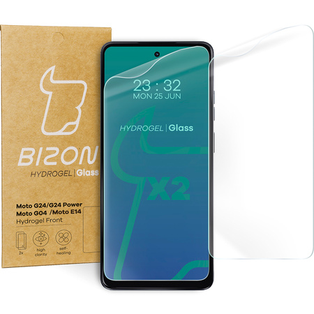 Folia hydrożelowa na ekran Bizon Glass Hydrogel Front do Motorola Moto G04/G24/G24 Power/E14, 2 sztuki