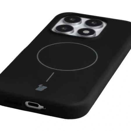 Silikonowe etui z pierścieniem magnetycznym Bizon Soft Case Magnetic do Xiaomi 17, czarne