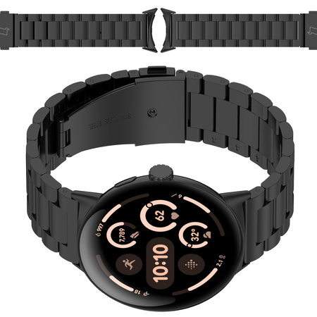 Pasek ze stali nierdzewnej Bizon Strap Watch Aura do Google Pixel Watch 3 / 2 / 1 41 mm, czarny