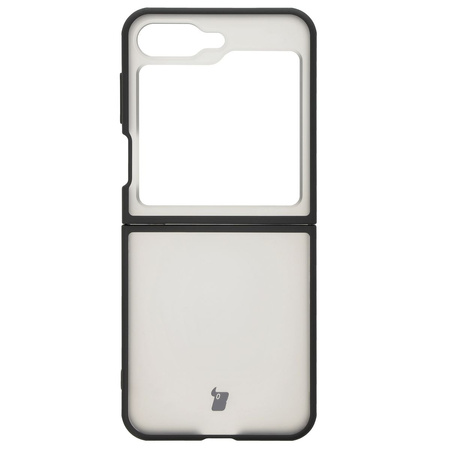 Etui Bizon Case Angelo do Galaxy Z Flip7 FE / Z Flip6, półprzezroczyste z czarną ramką