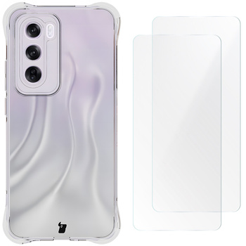 Elastyczne etui + 2x folia na ekran Bizon Case Clear Pack do Oppo Reno12 Pro, przezroczyste