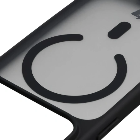 Etui z pierścieniem magnetycznym + szkło hartowane Bizon MatteO Pack do iPhone 17 Pro, przydymione-czarne
