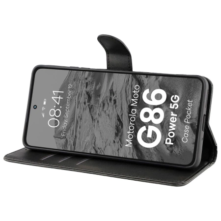 Etui z klapką Bizon Case Pocket do Motorola Moto G86 Power 5G, czarne
