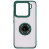 Etui z uchwytem na palec Bizon Case Hybrid Ring do Xiaomi 15, przydymione z ciemnozieloną ramką