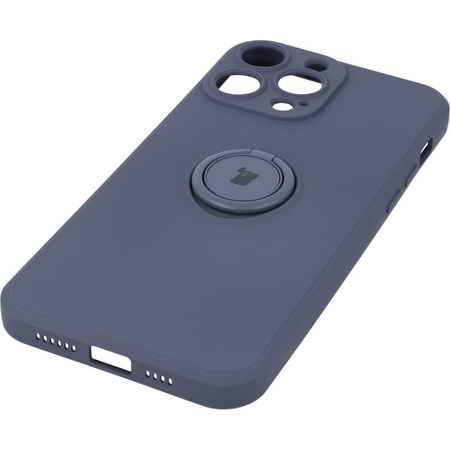 Etui Bizon Case Silicone Ring Sq do iPhone 14 Pro Max, szare
