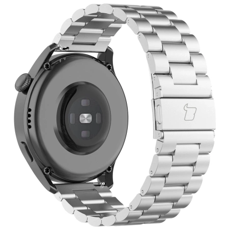 Pasek ze stali nierdzewnej do smartwatcha, Bizon Strap Watch Aura, QuickRelease 20 mm, srebrny