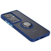 Etui z uchwytem na palec Bizon Case Hybrid Ring do Oppo Reno11 F 5G, przydymione z granatową ramką