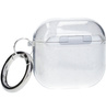 Elastyczne etui z karabińczykiem Bizon Case Headphone Clear do AirPods 4 przezroczysto-brokatowe