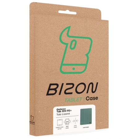 Etui z klapką Bizon Case Tab Lizard do Galaxy Tab S10 FE Plus, ciemnozielone