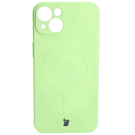 Etui silikonowe z pierścieniem magnetycznym Bizon Case Silicone Magnetic do iPhone 13, jasnozielone