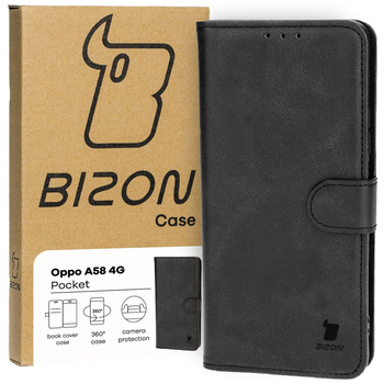 Etui z klapką Bizon Case Pocket do Oppo A58 4G, czarne