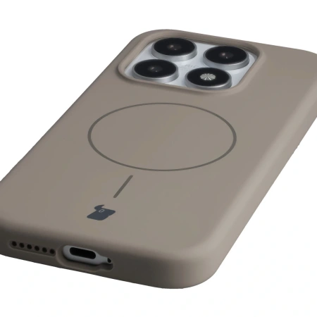 Silikonowe etui z pierścieniem magnetycznym Bizon Soft Case Magnetic do Xiaomi 17, jasnoszare