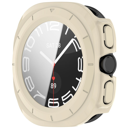 Etui ze szkłem do zegarka Bizon Case+Glass Watch do Galaxy Watch Ultra 2 / 1, beżowe