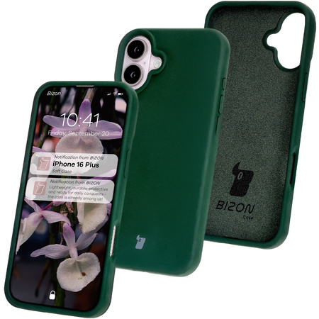 Silikonowe etui Bizon Soft Case do iPhone 16 Plus, ciemnozielone