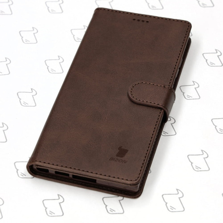 Etui Bizon Case Wallet do Samsung Galaxy S23 Ultra, ciemnobrązowe