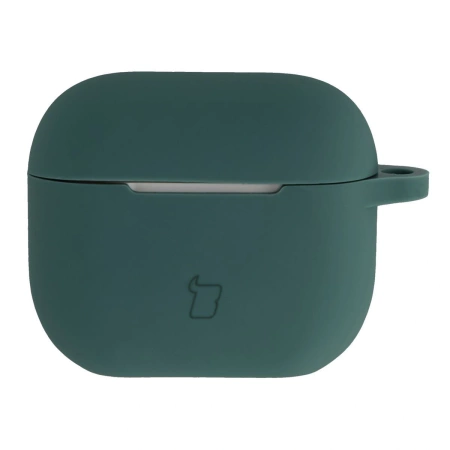 Silikonowe etui z karabińczykiem Bizon Case Headphone Silicone do AirPods 3, ciemnozielone
