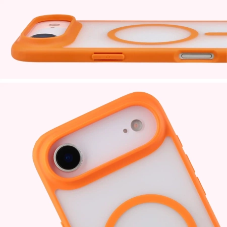 Etui z pierścieniem magnetycznym Bizon Case MatteO do iPhone Air, przydymione-pomarańczowe