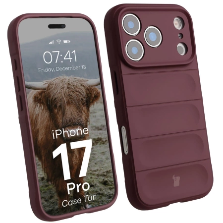 Pancerne etui Bizon Case Tur do iPhone 17 Pro, burgundowe