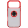 Etui z uchwytem na palec Bizon Case Hybrid Ring do iPhone 17 Pro Max, przydymione z czerwoną ramką