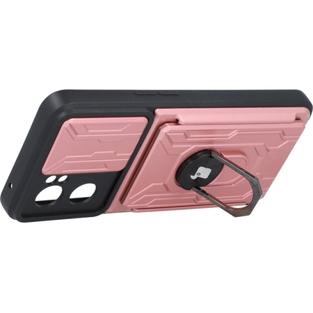 Etui Bizon Case Camshield Card Slot Ring do Oppo Reno 7 5G, jasnoróżowe