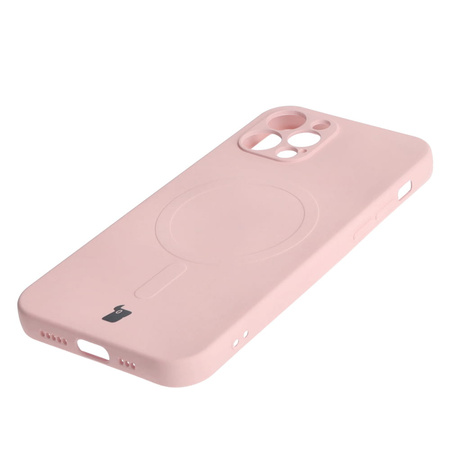 Etui silikonowe z pierścieniem magnetycznym Bizon Case Silicone Magnetic do iPhone 12 Pro, jasnoróżowe