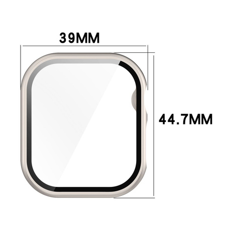 Etui ze szkłem do zegarka Bizon Case+Glass Watch do Apple Watch 11 / 10 42mm, szampańskie