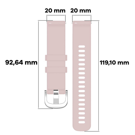 Pasek silikonowy do smartwatcha, Bizon Strap Watch Silicone Pro T, Quick Release 20 mm, pudrowy róż