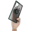Etui z uchwytem na palec Bizon Case Hybrid Ring do Galaxy S22 Ultra, przydymione z ciemnozieloną ramką