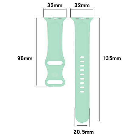 Pasek Bizon Strap Watch Silicone S do Apple Watch 38/40/41/42 mm, miętowy