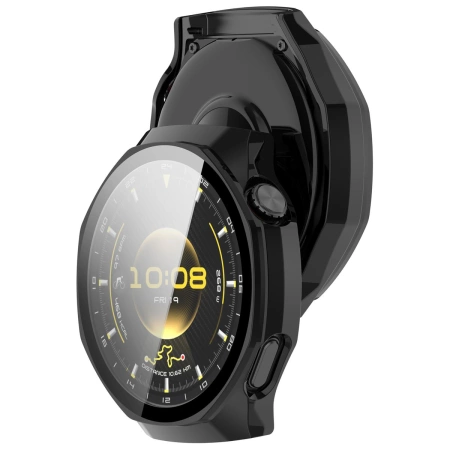 Etui ze szkłem do zegarka Bizon Case+Glass Watch do Huawei Watch GT6 Pro 46 mm, czarne