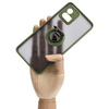 Etui z uchwytem na palec Bizon Case Hybrid Ring do Motorola Moto G72, przydymione z zieloną ramką