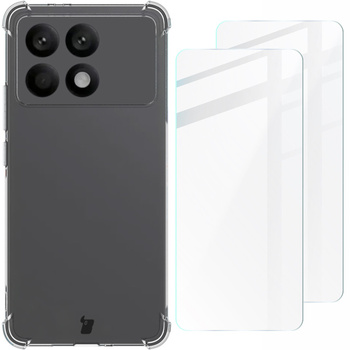 Etui + 2x szkło Bizon Case Clear Pack do Xiaomi Poco F6 Pro, przezroczyste