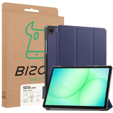 Etui z klapką Bizon Case Tab Croc do Galaxy Tab A11 Plus / A9 Plus, granatowe