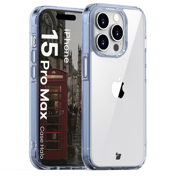 Etui Bizon Case Halo do iPhone 15 Pro Max, przezroczysto-niebieskie