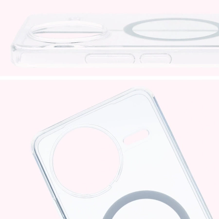 Etui z pierścieniem magnetycznym Bizon Case CrystalO do Xiaomi POCO F7 Ultra, przezroczyste