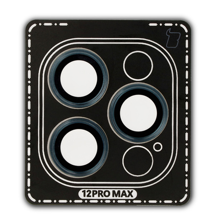 Szkło na aparat z aplikatorem Bizon Glass Snap Lens do iPhone 12 Pro Max, 1 zestaw, morska ramka