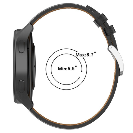 Pasek skórzany do smartwatcha, Bizon Strap Watch Casual, Quick Release 22 mm, czarny