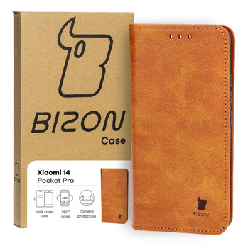 Etui z klapką Bizon Case Pocket Pro do Xiaomi 14, brązowe