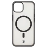 Etui z pierścieniem magnetycznym + szkło hartowane Bizon MatteO Pack do iPhone 14 / 13, przydymione-czarne