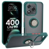 Etui z uchwytem na palec Bizon Case Hybrid Ring do Honor 400 Lite, przydymione z ciemnozieloną ramką