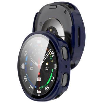 Etui ze szkłem do zegarka Bizon Case+Glass Watch do Samsung Galaxy Watch 8 40 mm, niebieskie