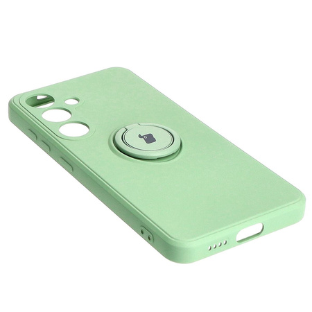 Etui Bizon Case Silicone Ring Sq do Galaxy S24, jasnozielone