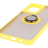 Etui z uchwytem na palec Bizon Case Hybrid Ring do Motorola Moto G35 5G, przydymione z żółtą ramką