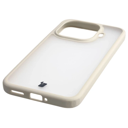Etui Bizon Case Angelo do Xiaomi 15T Pro, półprzezroczyste z beżową ramką