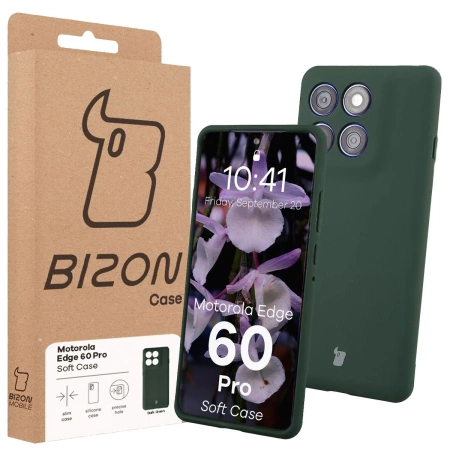 Silikonowe etui Bizon Soft Case do Motorola Edge 60 Pro, ciemnozielone