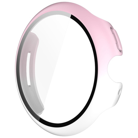 Etui ze szkłem do zegarka Bizon Case+Glass Watch do Google Pixel Watch 3 45mm, białoróżowe 
